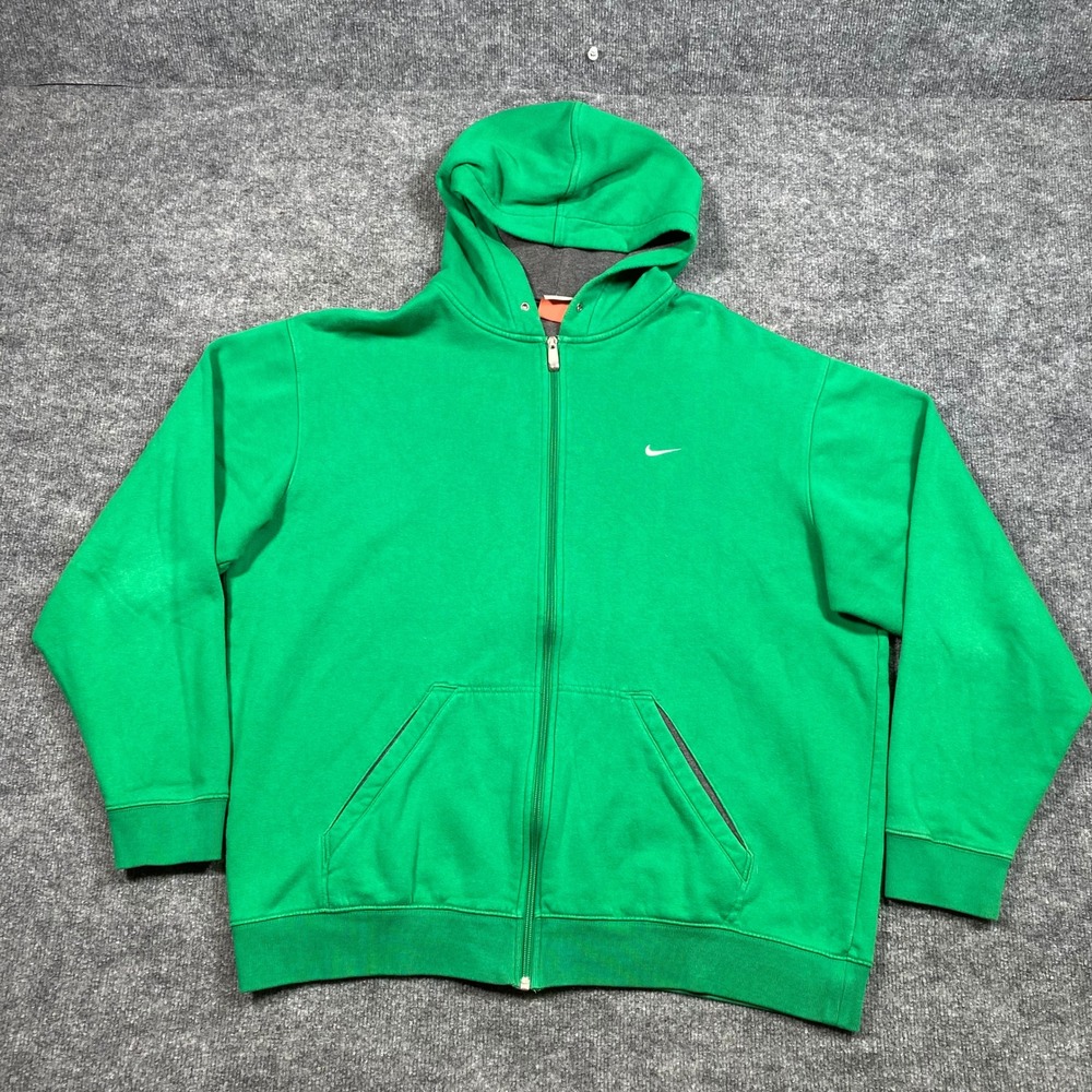 Nike Athletic Dept Mens‎ XL Green Full Zip Hoodie Swoosh Fleece 148781-383